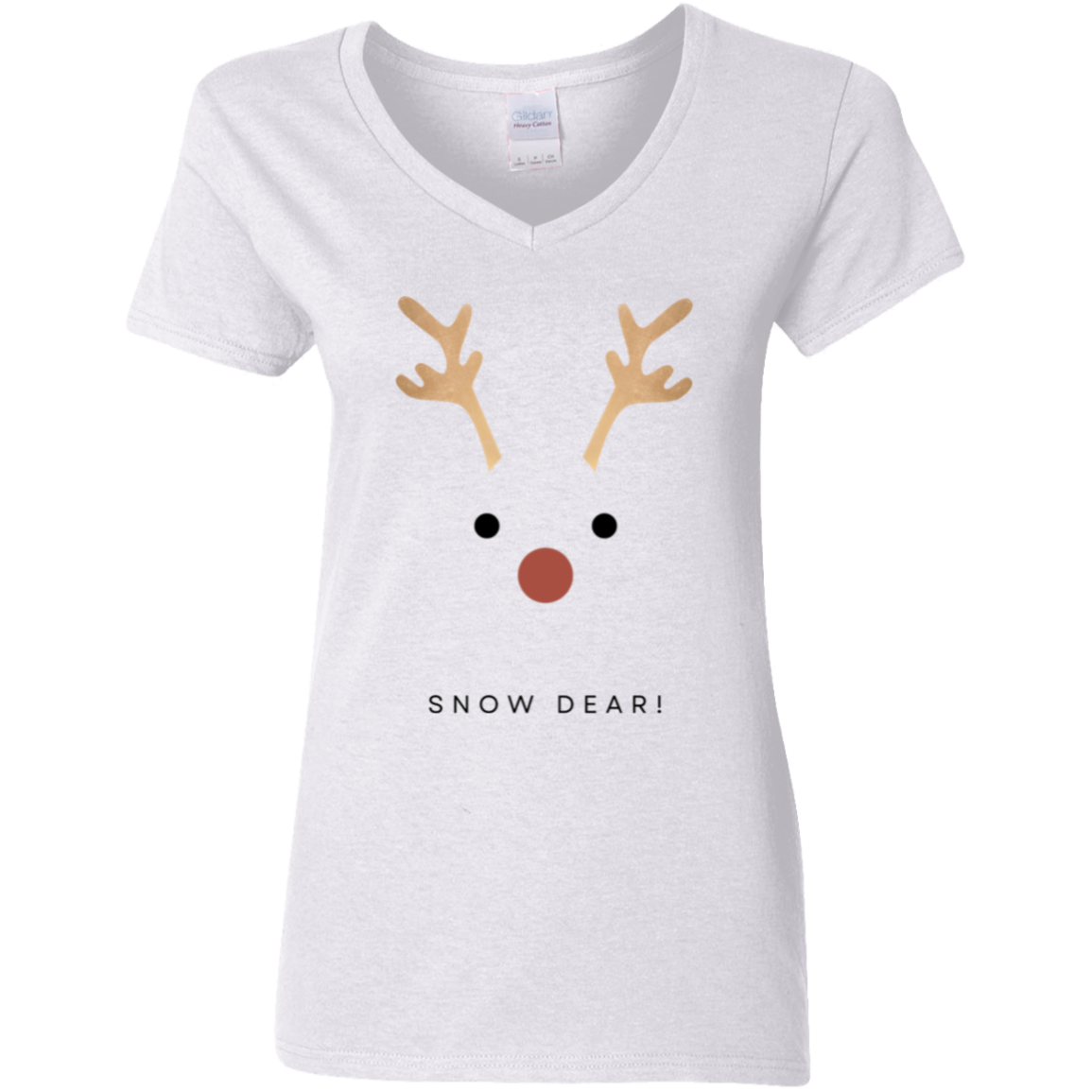 T-Shirt-Snow Deer Ladies V-Neck