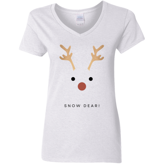 T-Shirt-Snow Deer Ladies V-Neck